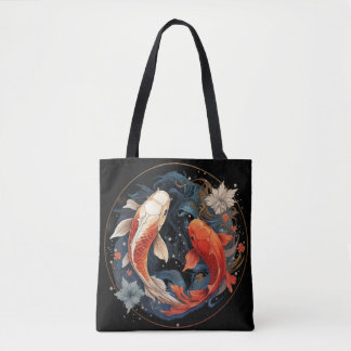 Koi Vis Rood Wit Ying Yang Japanse Waterstroom Draagtas