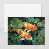 Koi Vis Vijver Waterlelies Briefkaart (Voorkant / Achterkant)