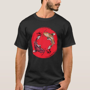 koi vis ying yang met bamboe t - shirts japanse vl