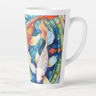 Koi-vissen in glas-in-lood latte mok
