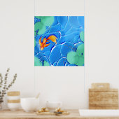 Koi Visvijver Blauw Water Tuin Muur Kunst Poster (Keuken)