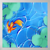 Koi Visvijver Blauw Water Tuin Muur Kunst Poster (Voorkant)