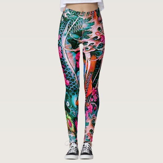 Koi Waterfall Leggings (Voorkant)