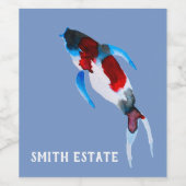 Koi waterverf viskunst wijn etiket (Enkel label)