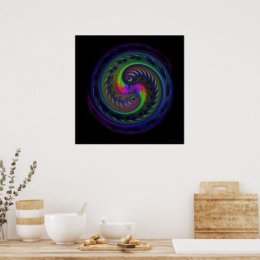 Koi Yin Yang Fractal Print (Keuken)