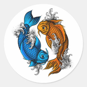 Koi Ying Yang Ronde Sticker