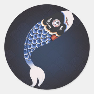 Koinobori - Blauwe Japanse vlag Ronde Sticker