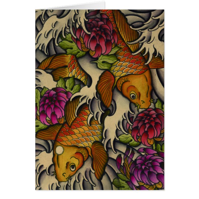 Kois et chrysanthèmes (Devant)