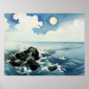 Kojima Island, Big Wave. Japanse Woodblock Print