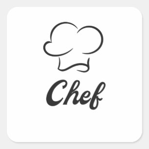 Kok Chef Pet Koken Keuken Vierkante Sticker