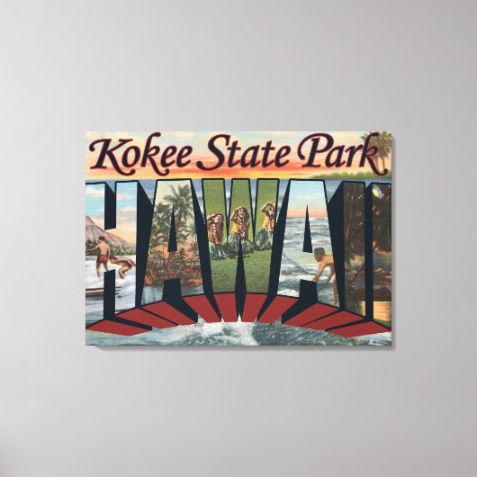 Kokee State Park, Hawaii - Large Letter Scenes Canvas Afdruk (Voorkant)