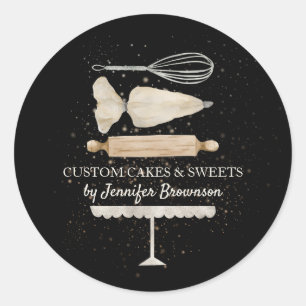Koken bakkerij chef op maat zakelijk ronde sticker