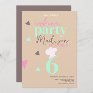 Koken Chefs Confetti Birthday Party Invitation Kaart