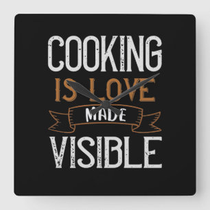 Koken is liefde zichtbaar gemaakt vierkante klok