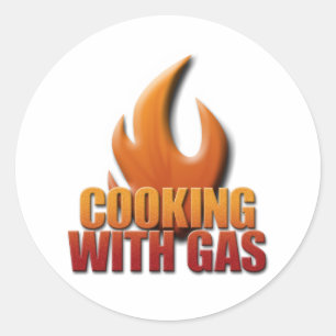 Koken met gas ronde sticker