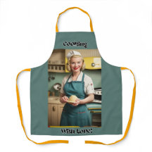Koken met Love Blue Adult Schort Yellow Straps