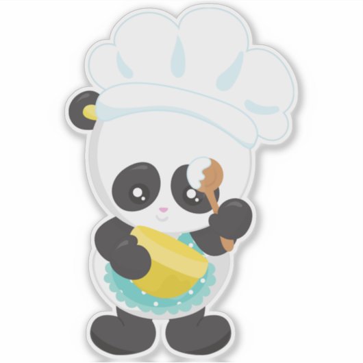 Koken Panda, bakken Panda, Schort, Whisking Bowl Sticker (Voorkant)