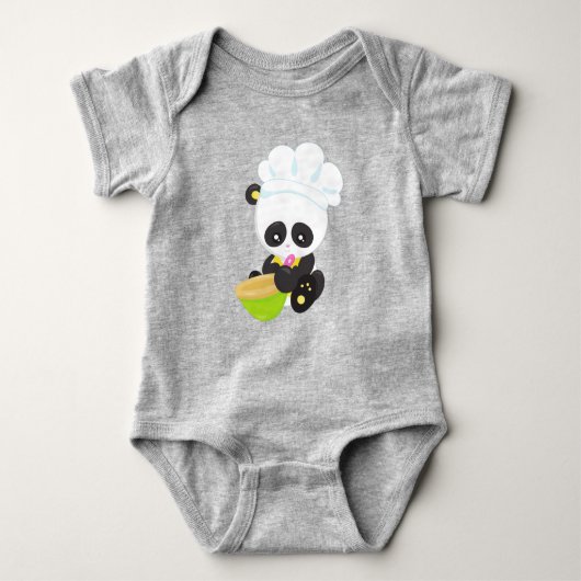 Koken Panda, Bakkende Panda, Cute Panda, Bowl Romper (Voorkant)