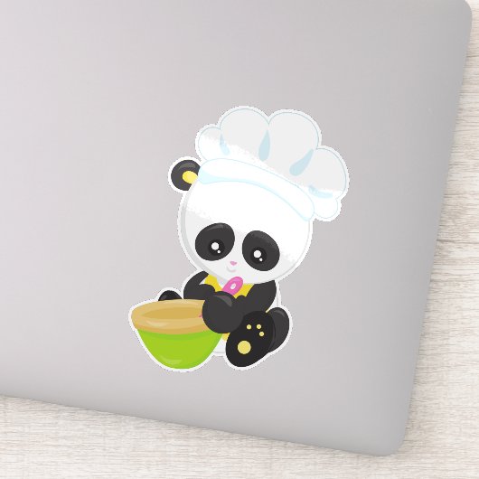Koken Panda, Bakkende Panda, Cute Panda, Bowl Sticker (Detail)