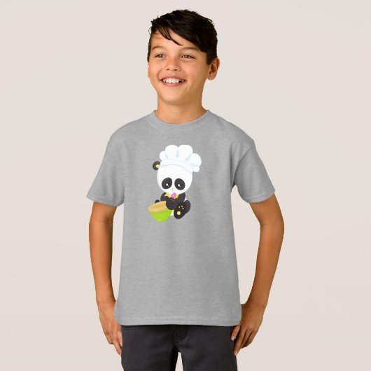 Koken Panda, Bakkende Panda, Cute Panda, Bowl T-shirt (Voorkant volledig)