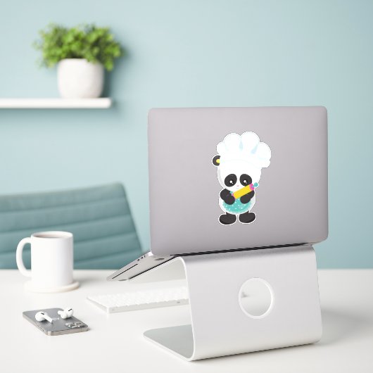 Koken Panda, Bokend Panda, Schort, Rolling Pin Sticker (Laptop op bureau)