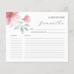 Koken Recept Kaarten Roze Waterverf Bloemen