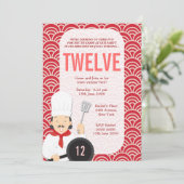 Koken van Chef Kitchen Birthday Uitnodigen Kaart (Staand voorkant)