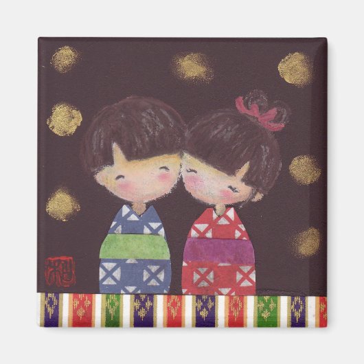 Kokeshi 夫婦 Magneet (Voorkant)