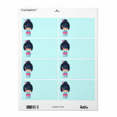 Kokeshi Cherry Address Label (Full Sheet)