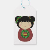 Kokeshi Christmas Wreath Cadeaulabel (Achterkant)