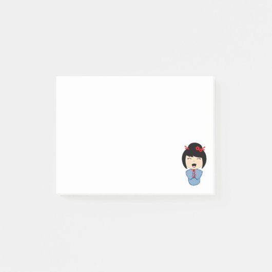 Kokeshi Doll Blue Post-it® Notes 4 x 3 (Devant)
