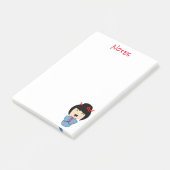 Kokeshi Doll Blue Post-it® Notes 4 x 6 (Incliné)