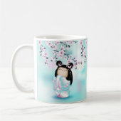 Kokeshi Doll Chibi Cerry Blossoms Café Mug (Gauche)
