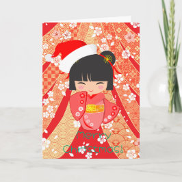 Kokeshi Doll Christmas Card Kaart
