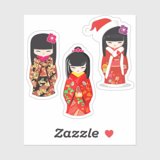 Kokeshi Doll Collectie Sticker (Vel)