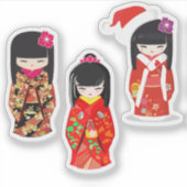 Kokeshi Doll Collectie Sticker (Voorkant)