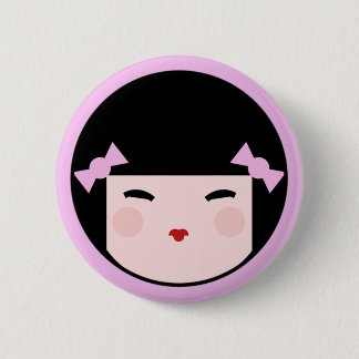 Kokeshi Doll Face Button Badges
