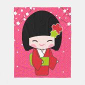 Kokeshi Doll fleece werp Blanket (Voorkant)