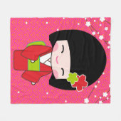 Kokeshi Doll fleece werp Blanket (Voorkant (Horizontaal))