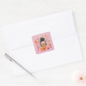 Kokeshi Doll Garden Vierkante Sticker (Envelop)