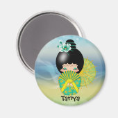 Kokeshi Doll Illustration Fridge Magnet (Recto/Verso)