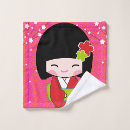 Kokeshi Doll kawaii Wash Cloth Washandje
