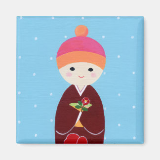 Kokeshi Doll met Camellia Magneet