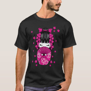 Kokeshi Doll met Japanse kersenbloesem bloemen T-shirt