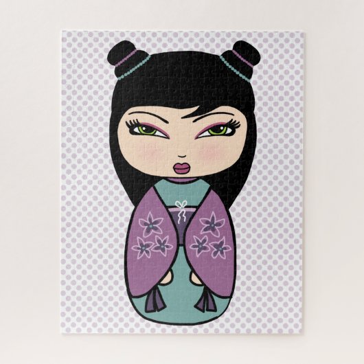 Kokeshi Doll Paars Puzzle Legpuzzel (Verticaal)