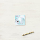 Kokeshi Doll rose Grey Monogramme Post-it Notes (Sur un bureau)