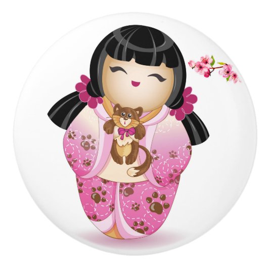 Kokeshi Doll Series Updates Keramische knop (Voorkant)