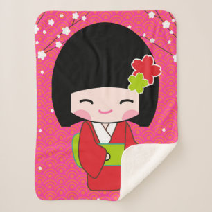 Kokeshi Doll sherpa baby Blanket Sherpa Deken