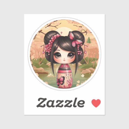 kokeshi Doll Sticker, kawaii Style Sticker (Vel)
