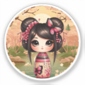 kokeshi Doll Sticker, kawaii Style Sticker (Voorkant)